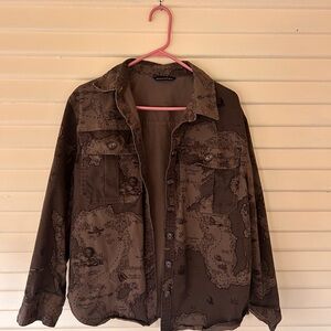 Banana Republic Brown Map Print Shirt Jacket